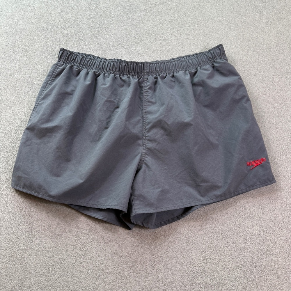 Speedo Mens XL Gray Swim Trunks Mesh Lined Athletic Board Shorts 7320256
